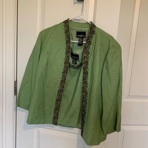 Green Beaded Tank and Jacket Set